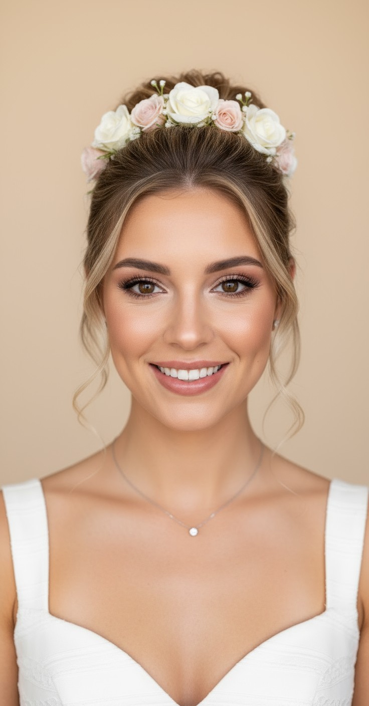 After Bridal Updo With Flowers